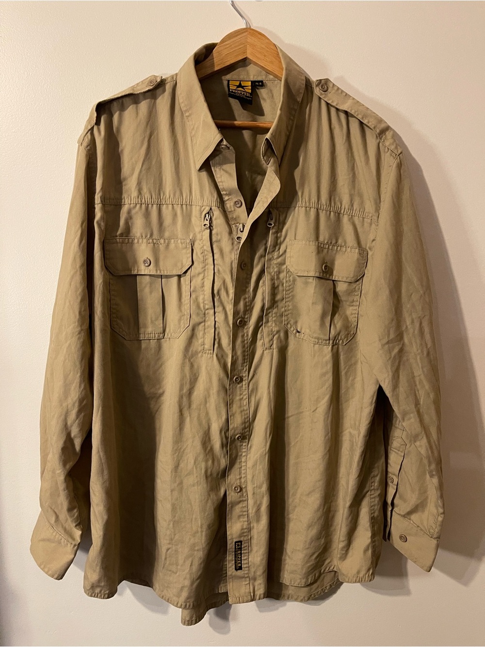 Propper Tactical Long Sleeve Button Down Shirt Tan Khaki Size XL-R